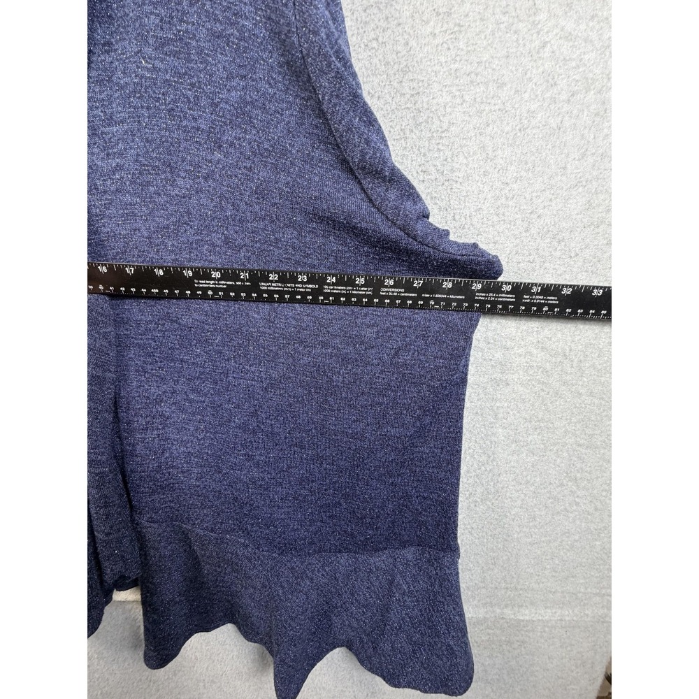 Kiyonna Cardigan Womens 5 Blue Open Front Glitter Knit 3/4 Sleeve Sweater - Picture 6 of 10